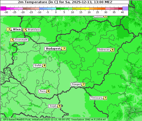 Temperatur, 13. 12. 2025