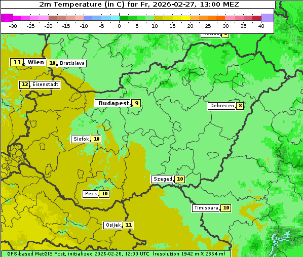 Temperatur, 27. 2. 2026