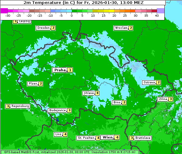 Temperatur, 30. 1. 2026
