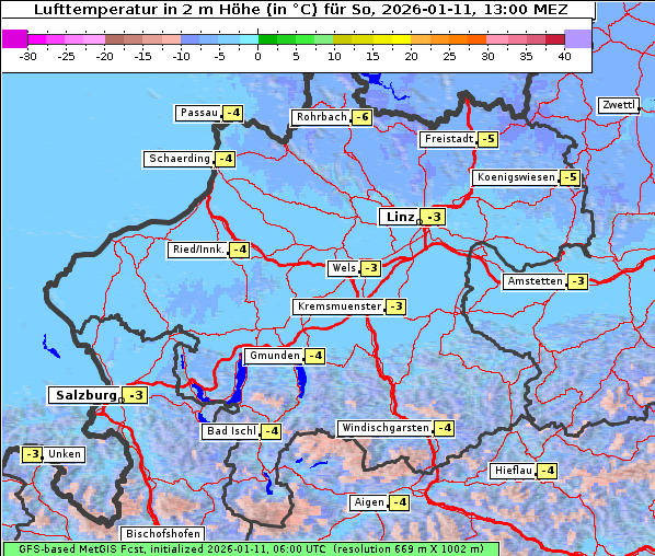 Temperatur, 11. 1. 2026