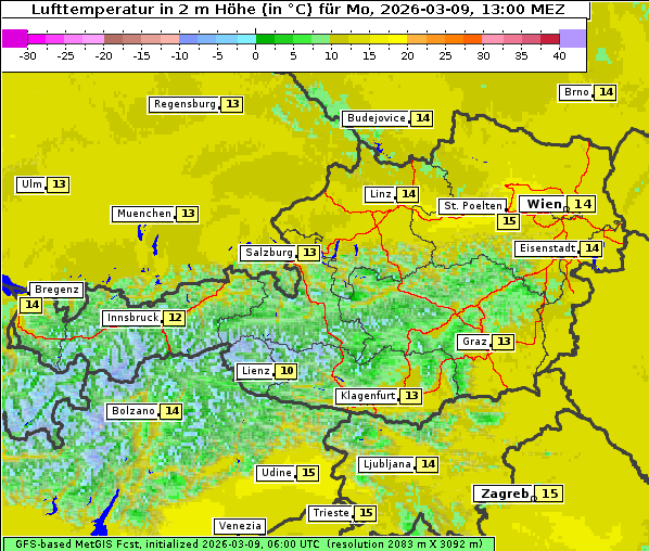 Temperatur, 9. 3. 2026