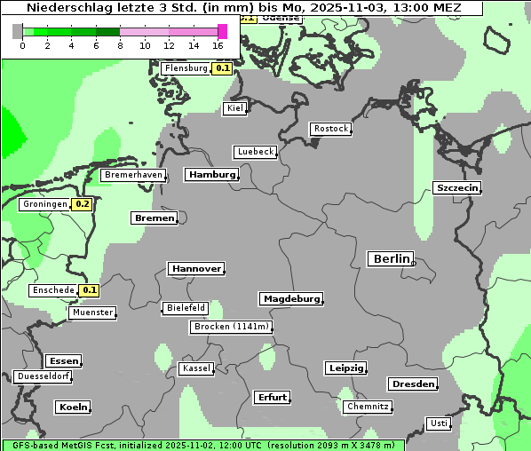 Niederschlag, 3. 11. 2025
