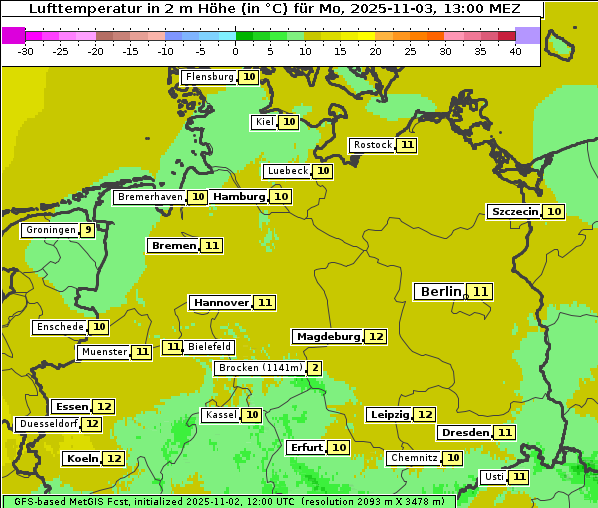 Temperatur, 3. 11. 2025