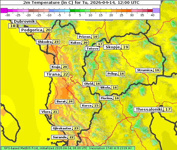 Temperatur, 14. 4. 2026