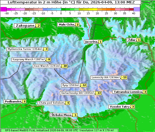 Temperatur, 9. 4. 2026