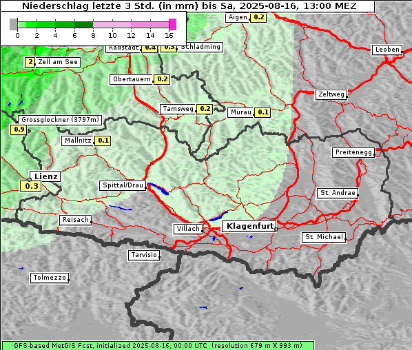 Niederschlag, 16. 8. 2025