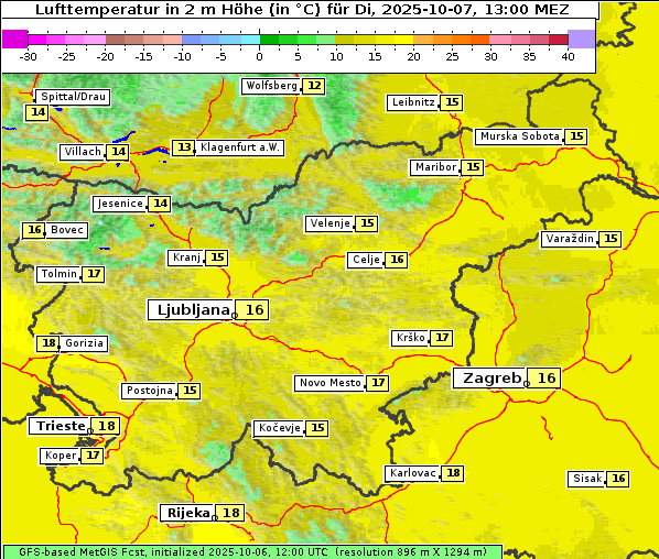 Temperatur, 7. 10. 2025