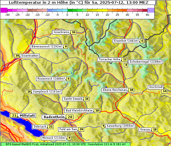 Temperatur, 12. 7. 2025