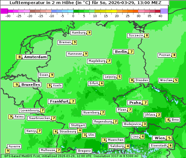 Temperatur, 29. 3. 2026