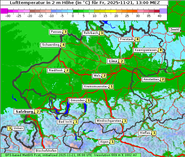 Temperatur, 21. 11. 2025