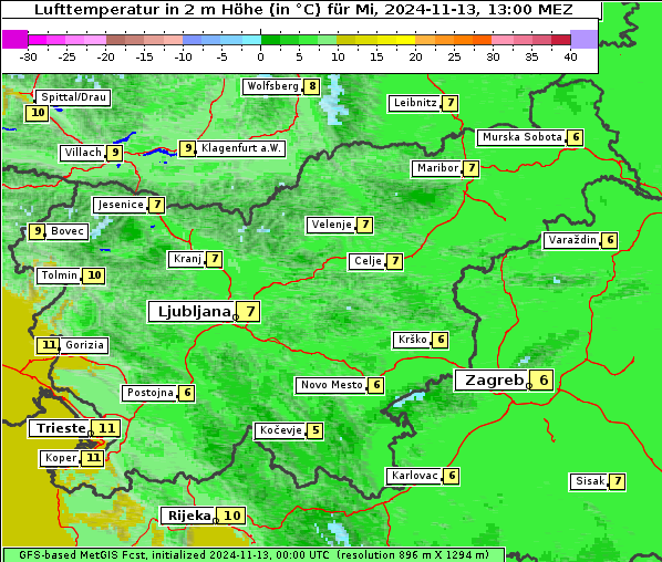 Temperatur, 13. 11. 2024