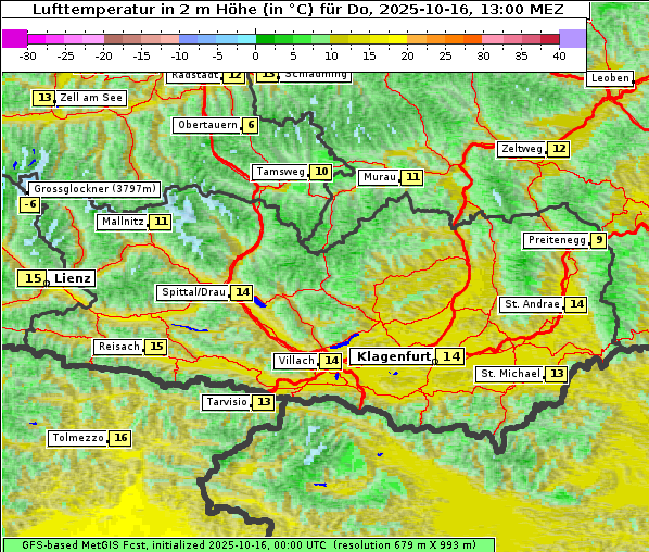 Temperatur, 16. 10. 2025