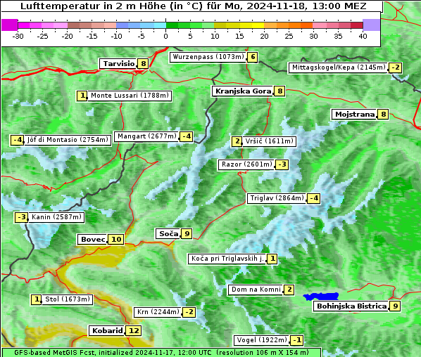 Temperatur, 18. 11. 2024