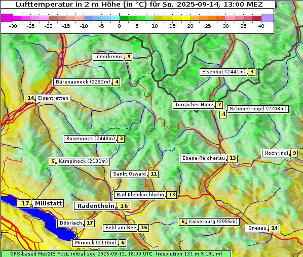 Temperatur, 14. 9. 2025