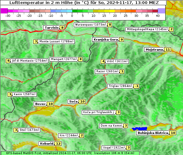 Temperatur, 17. 11. 2024