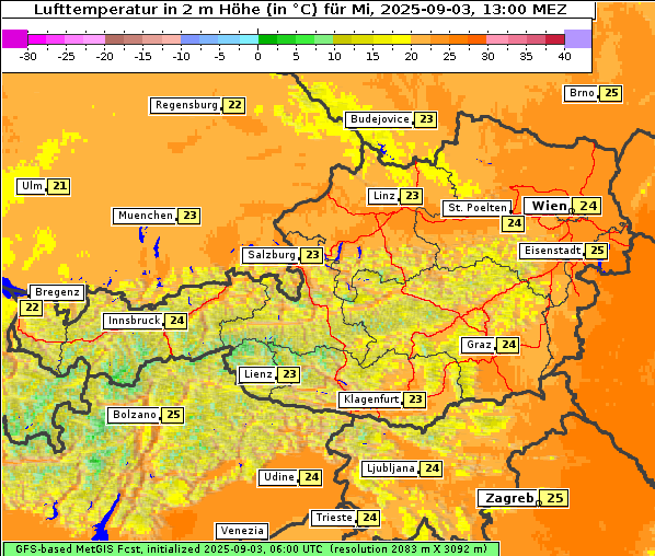 Temperatur, 3. 9. 2025