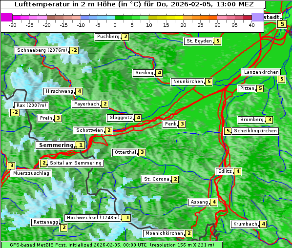 Temperatur, 5. 2. 2026