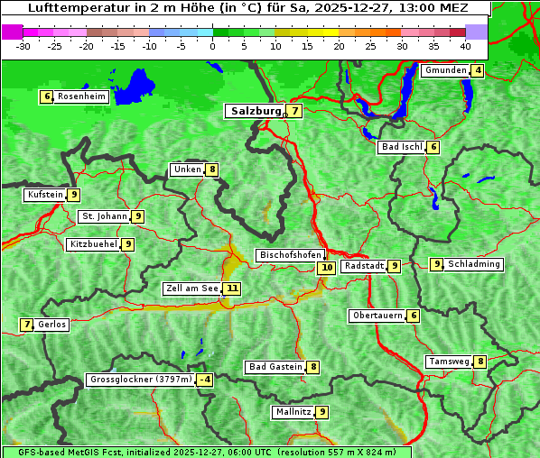 Temperatur, 27. 12. 2025