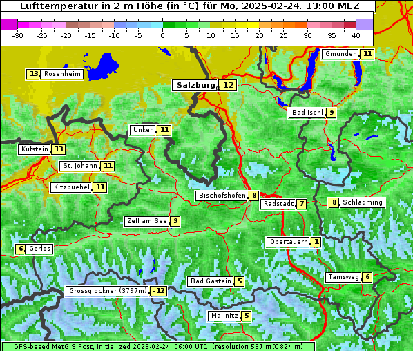 Temperatur, 24. 2. 2025