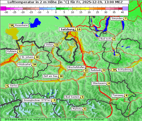 Temperatur, 19. 12. 2025