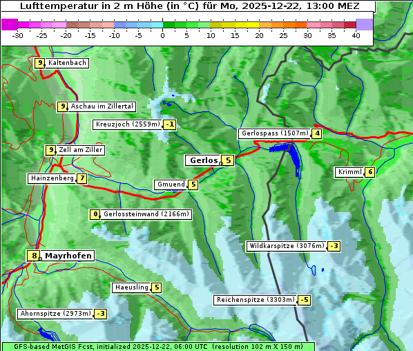 Temperatur, 22. 12. 2025