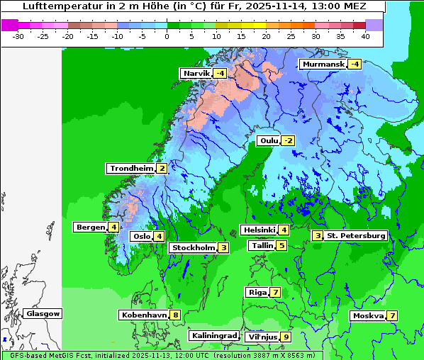 Temperatur, 14. 11. 2025