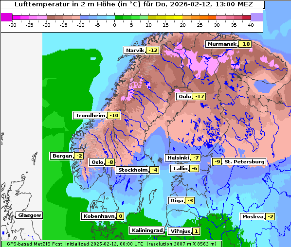 Temperatur, 12. 2. 2026