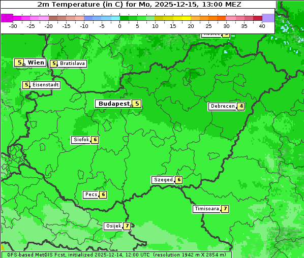 Temperatur, 15. 12. 2025