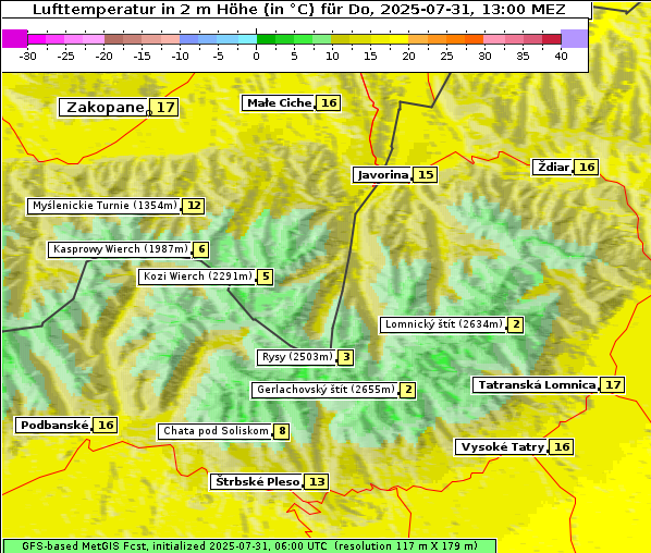 Temperatur, 31. 7. 2025
