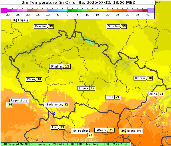 Temperatur, 12. 7. 2025