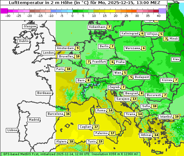 Temperatur, 15. 12. 2025