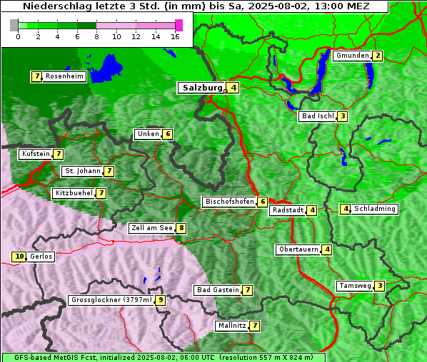 Niederschlag, 2. 8. 2025