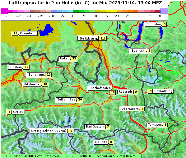 Temperatur, 10. 11. 2025