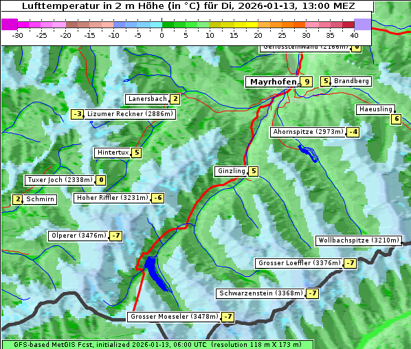 Temperatur, 13. 1. 2026