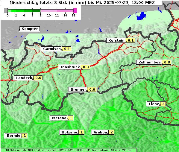 Niederschlag, 23. 7. 2025