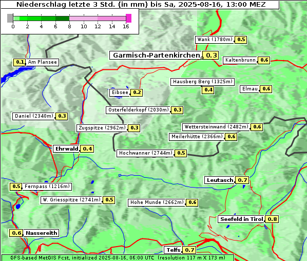 Niederschlag, 16. 8. 2025