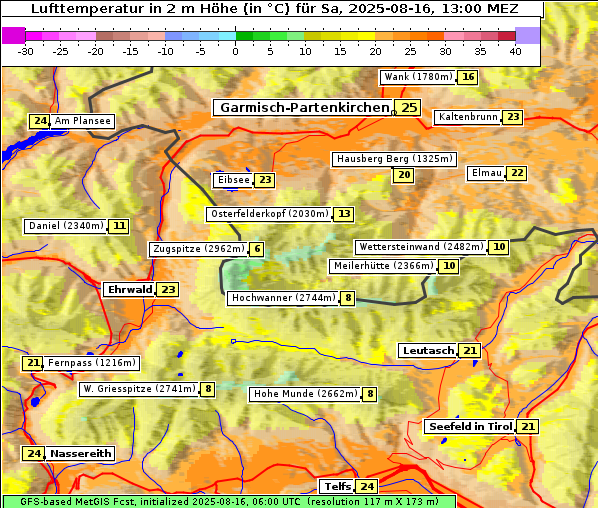 Temperatur, 16. 8. 2025