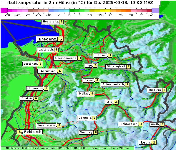 Temperatur, 13. 3. 2025