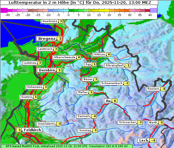 Temperatur, 20. 11. 2025
