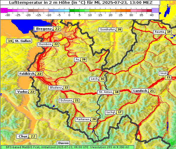 Temperatur, 23. 7. 2025
