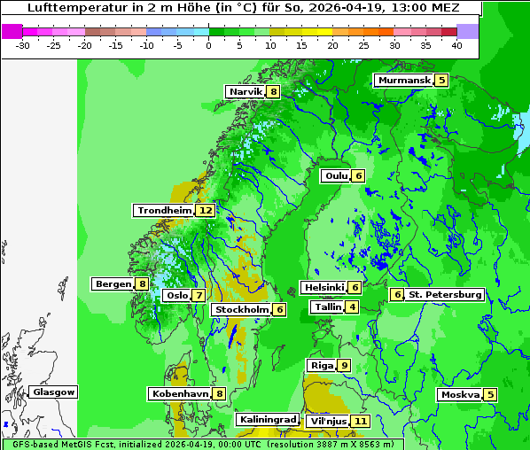 Temperatur, 19. 4. 2026