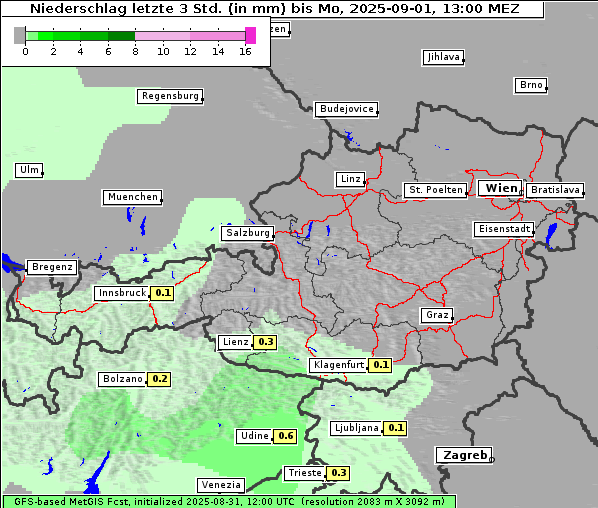 Niederschlag, 1. 9. 2025