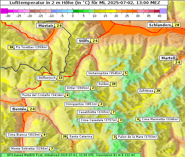 Temperatur, 2. 7. 2025