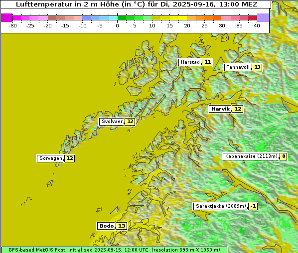 Temperatur, 16. 9. 2025