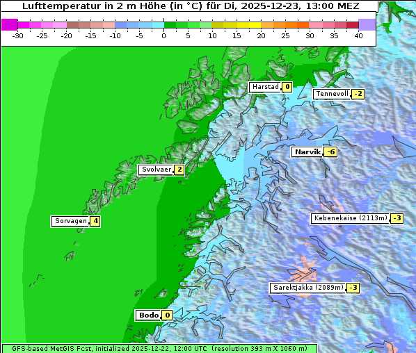 Temperatur, 23. 12. 2025