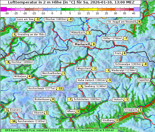 Temperatur, 10. 1. 2026