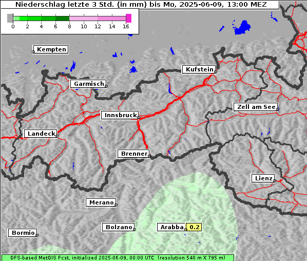 Niederschlag, 9. 6. 2025