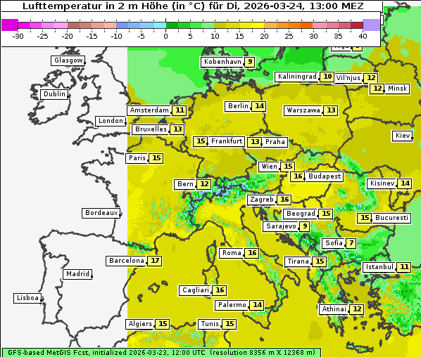 Temperatur, 24. 3. 2026