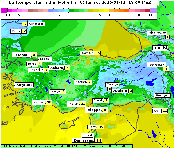 Temperatur, 11. 1. 2026