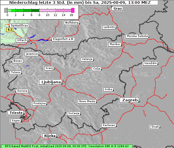 Niederschlag, 9. 8. 2025